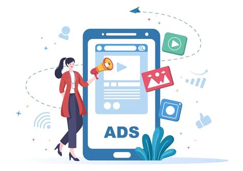 Advertising or ADS Vector Illustration for Mobile Social Media ...