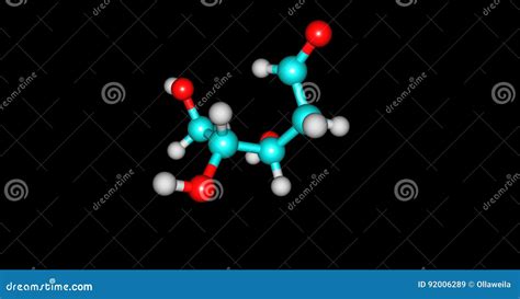 Deoxyribose Molecular Structure Isolated on Black Stock Illustration ...