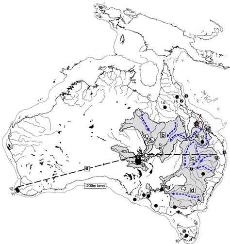 Map of Sahul (Australia and New Guinea) showing the distribution of ...