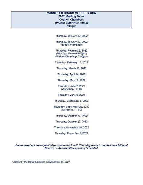 Calendars | Mansfield, CT