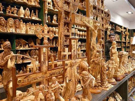 Olive wood carvings at the Nissan Brothers store in Bethlehem | Bethlehem, Bethlehem israel ...