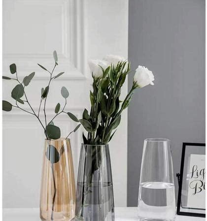 Bs Amor Gold Clear Glass Vase For Decor Home Modern Large Flower Vases 8.7 Inch - JioMart