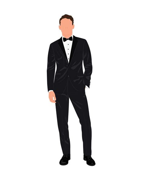 Standing Man In Suit, Businessman In Suit And Bow Tie Illustration 20456583 Vector Art at Vecteezy