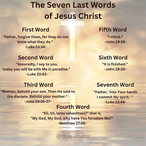 Seven Last Words of Jesus Christ | Words of jesus, How to memorize ...