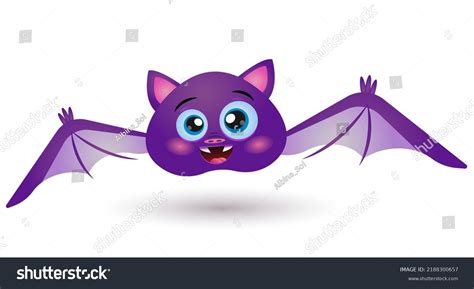 Funny Purple Cute Flying Cartoon Bat Stock Vector (Royalty Free ...