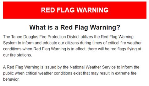 Red Flag Warning - Tahoe Douglas Protection District