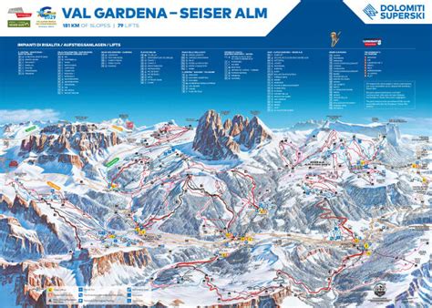 Val Gardena - Selva - Ortisei - Santa Cristina Mapa sjezdovek | Mapa ...