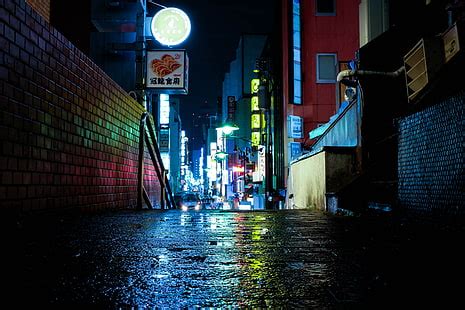 HD wallpaper: people on street, neon, rain, japan, night, urban, tokyo ...