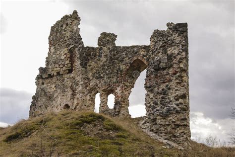 Ruins of Aizkraukle castle stock image. Image of block - 94587459