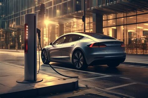 Premium AI Image | electric car charging station green energy