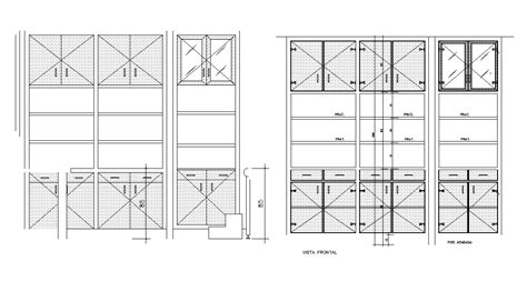 Furniture Cupboard Front Elevation CAD Drawing Download DWG File - Cadbull