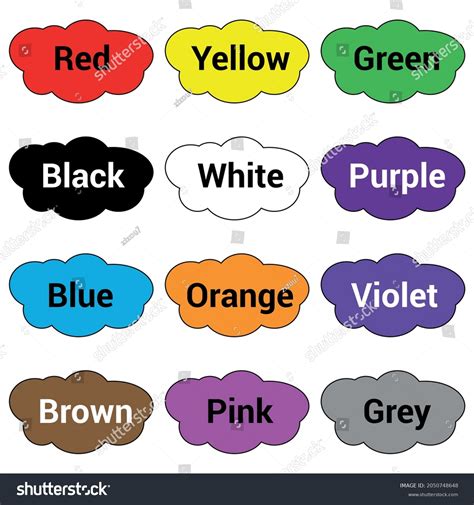 lista de nombres de color Inglés: vector de stock (libre de regalías ...