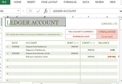 T-Account Ledger Template For Excel