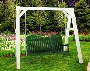 Amazon.com : Outdoor Vinyl WHITE A-Frame Porch Swing Stand : Polywood Swing Stand : Patio, Lawn ...