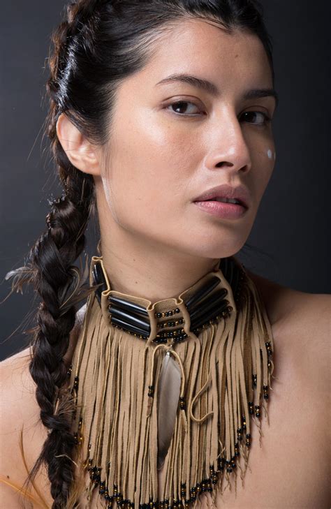 Native American leather fringed choker on Model by TribalTerri on ...