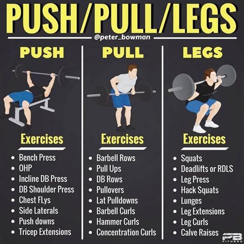 Push/Pull/Legs Split: 3-6 Day Weight Training Workout Schedule and Plan - GymGuider.com | Weight ...