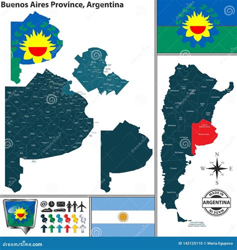 Map of Buenos Aires Province, Argentina Stock Vector - Illustration of ...