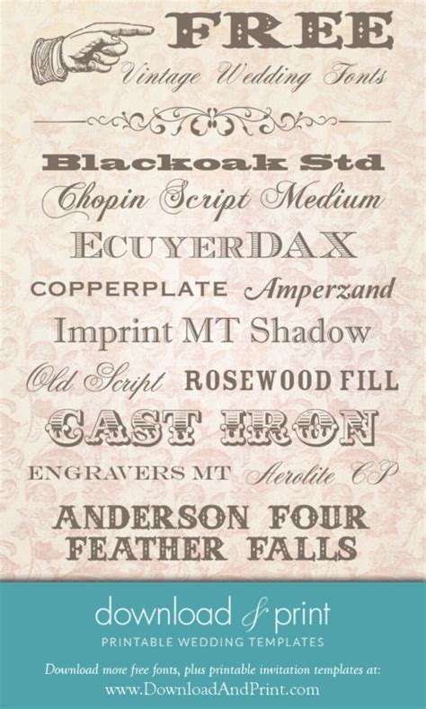 Free Vintage Wedding Fonts: Download and Print