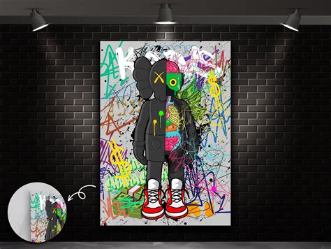 Graffiti Kaws Canvas Painting, Kaws Pop Art, Kaws Prints, Cartoon Wall Art, Street Art ...