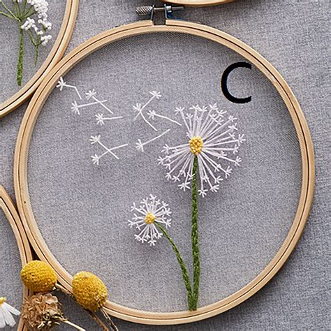 Modern Dandelion Pattern Hand Embroidery Full Kit Beginner | Etsy