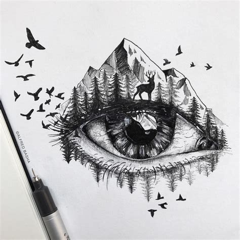 Surreal Eye Drawing at PaintingValley.com | Explore collection of Surreal Eye Drawing