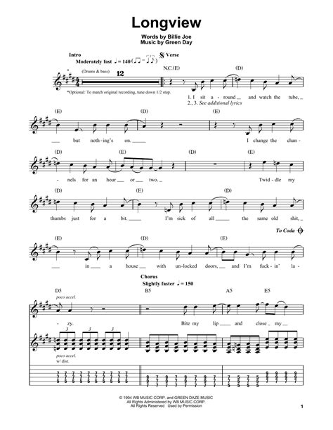 Longview by Green Day - Easy Guitar Tab - Guitar Instructor