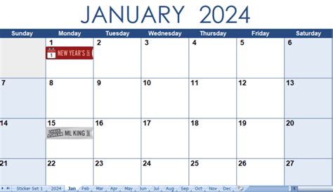 2024-calendar-with-stickers - Excel templates