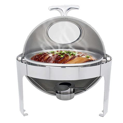 Buy Chafing Dish with Visible Window, Stainless Steel Roll-Top Round Chafer Buffet Warmers Set ...