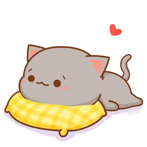 Cute Gray Cat on Yellow Pillow with Heart Background