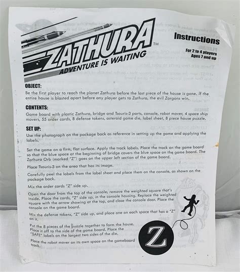 Zathura Board Game Cards