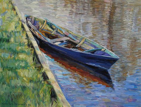 Rowing boat afloat at Landsmeer - oil painting on canvas 5… | Flickr