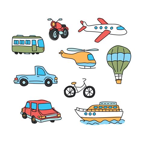 Doodled Transportation Set 517648 Vector Art at Vecteezy