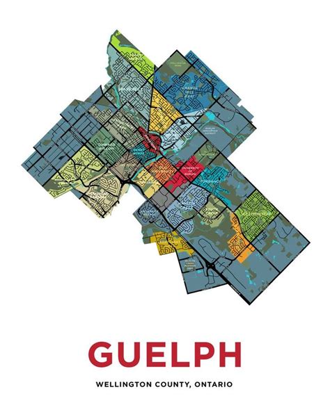 Guelph Neighbourhoods Map Print – Jelly Brothers | Guelph, Map print, The neighbourhood