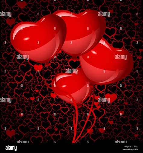 bright red heart balloons background, vector Stock Photo - Alamy