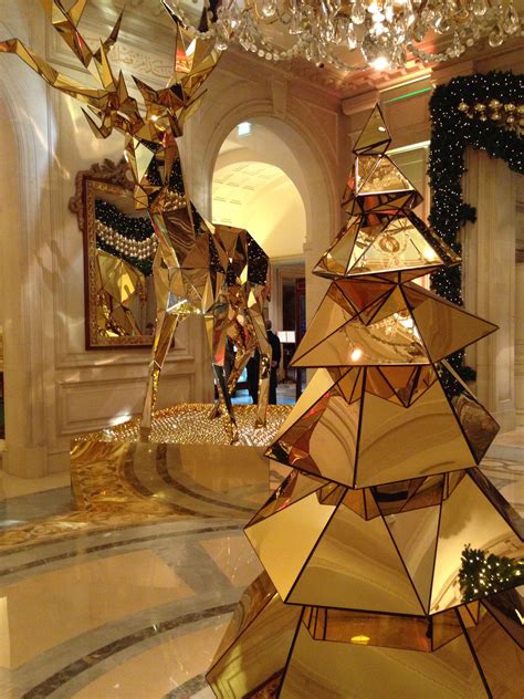 Stunning Christmas Decor in the Lobby of Seasons Hotel George V Paris