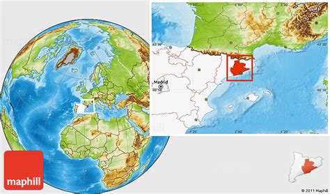 Physical Location Map of Barcelona, highlighted country