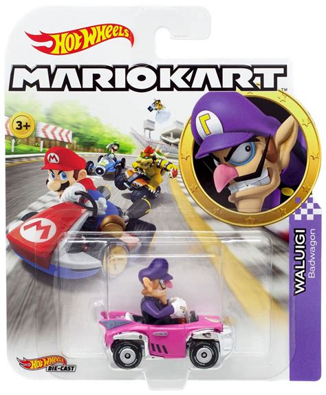 Hot Wheels Mario Kart Waluigi 164 Diecast Car Badwagon Mattel Toys - ToyWiz