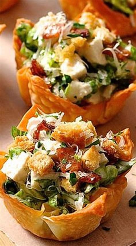 Caesar Salad Wonton Cups - (Free Recipe below) #appetizersforparty in ...