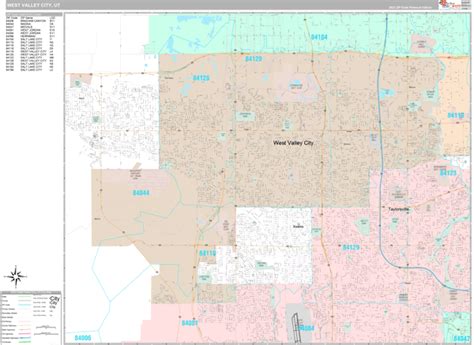 West Valley City Utah Wall Map (Premium Style) by MarketMAPS - MapSales