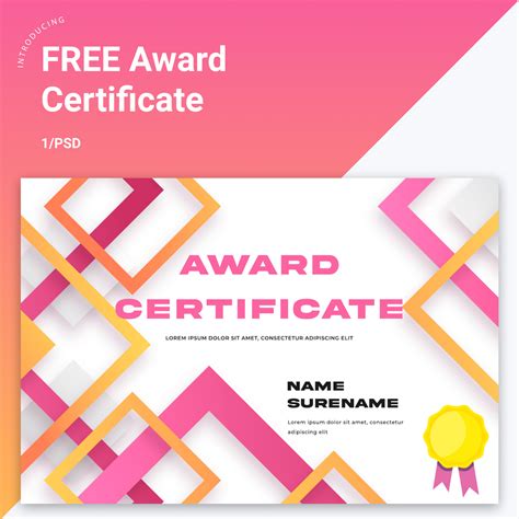 Modern Free Award Certificate Template - TemplateMonster