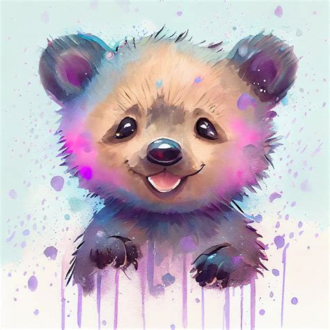 Watercolor Bear Wall Art #2 Digital Art by DiginYall - Fine Art America