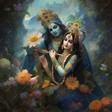 Premium Photo | Radha krishna Photo painting of generative ai