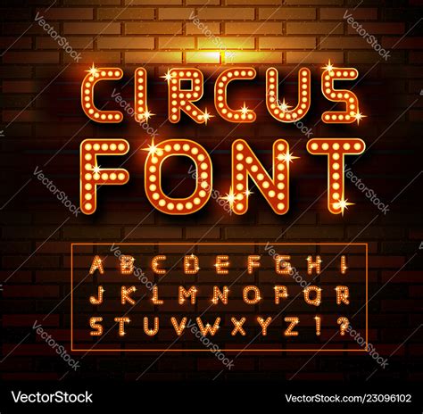 Circus marquee fonts on brick wall background Vector Image