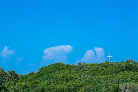 HD wallpaper: cross, christian, symbol, nature, landscape, bushes, clouds | Wallpaper Flare