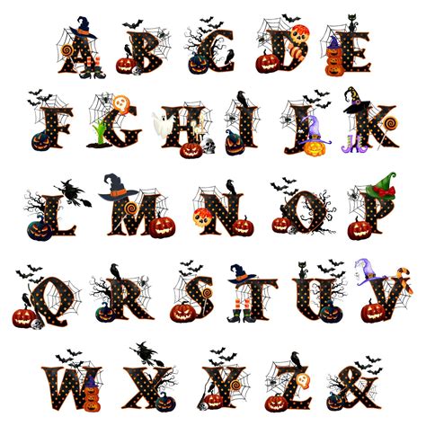 Halloween Clipart Alphabet PNG Watercolor Alphabet Clip Art - Etsy