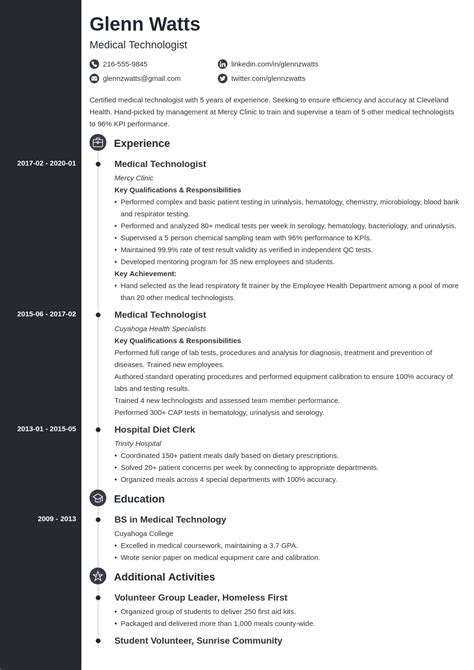 Medical Technologist Resume: Samples and Guide