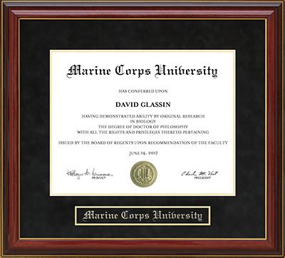 Marine Corps University (MCU) Mahogany Diploma Frame: Wordyisms