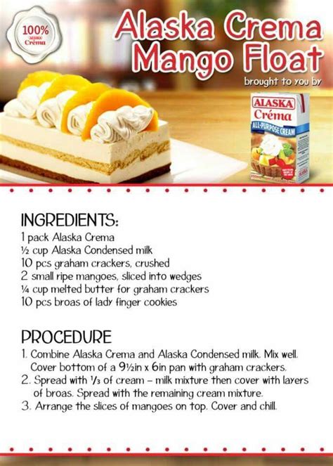 Image result for dessert recipes with ingredients and procedure | Float recipes, Mango float ...