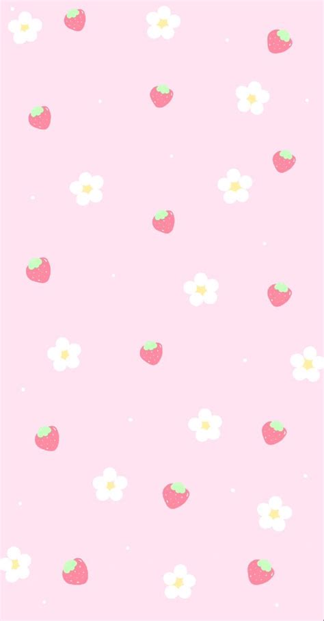 Cute Daisy Strawberry Pink Wallpaper