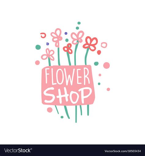 Flower shop logo template badge for floral Vector Image